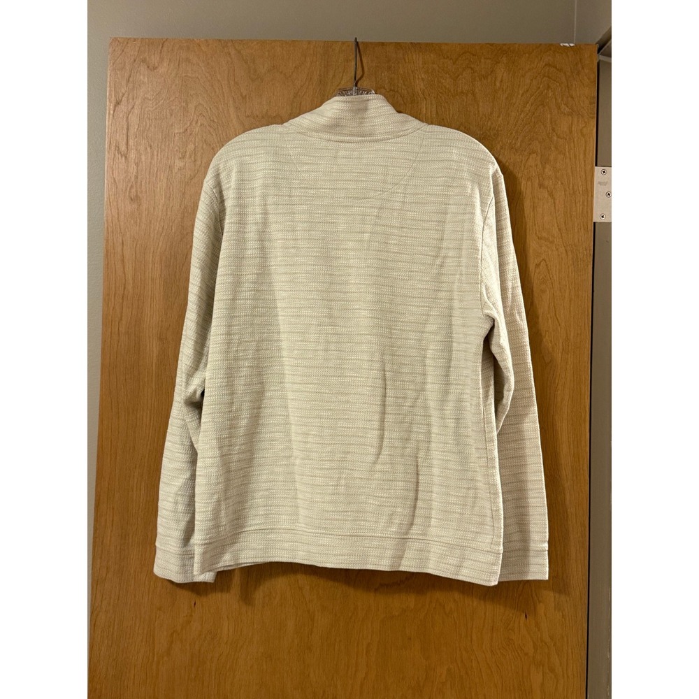 Dockers Quarter Zip Pullover Men's Medium Cream Textured Knit Mock Neck Sweater - Picture 2 of 6